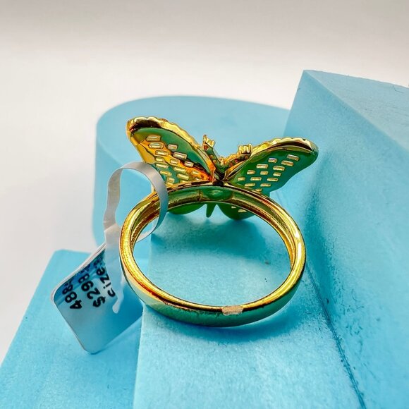 925 Sterling Sliver Moissanite Butterfly Ring, 1.31ctw VVS Stones with Baguettes - Picture 5 of 6